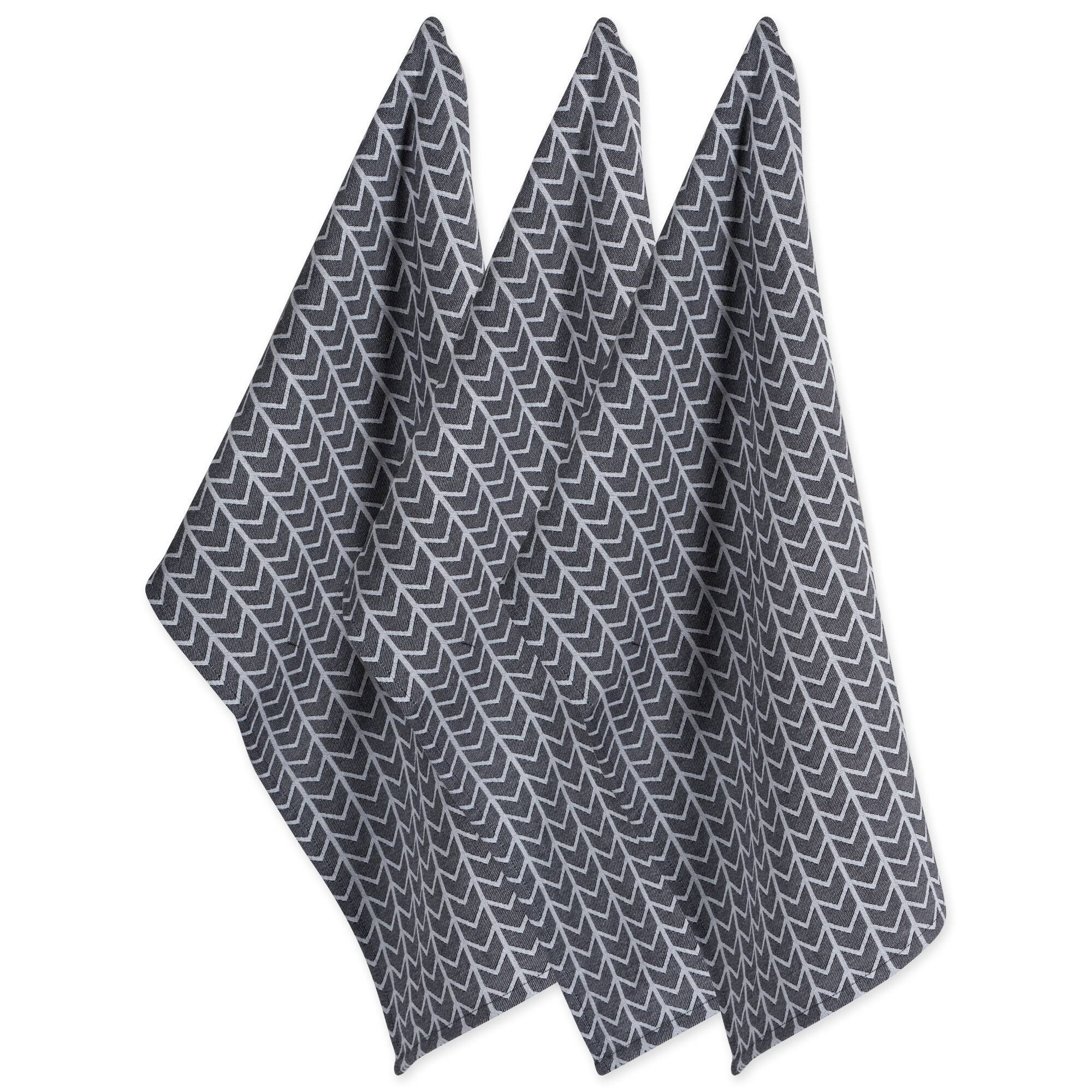 DII® Black & White Herringbone Dishtowel (Set of 3)